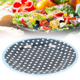 12PCS Salad Plate HighGrade Imitation Porcelain Dinnerware Tableware for Home Use(Dark Blue Dot )