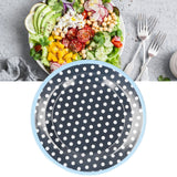 12PCS Salad Plate HighGrade Imitation Porcelain Dinnerware Tableware for Home Use(Dark Blue Dot )