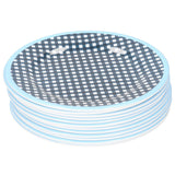 12PCS Salad Plate HighGrade Imitation Porcelain Dinnerware Tableware for Home Use(Dark Blue Grid )