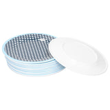 12PCS Salad Plate HighGrade Imitation Porcelain Dinnerware Tableware for Home Use(Dark Blue Grid )