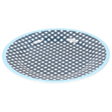 12PCS Salad Plate HighGrade Imitation Porcelain Dinnerware Tableware for Home Use(Dark Blue Grid )
