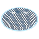 12PCS Salad Plate HighGrade Imitation Porcelain Dinnerware Tableware for Home Use(Dark Blue Grid )