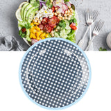 12PCS Salad Plate HighGrade Imitation Porcelain Dinnerware Tableware for Home Use(Dark Blue Grid )
