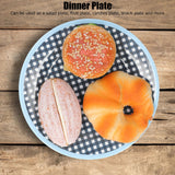 12PCS Salad Plate HighGrade Imitation Porcelain Dinnerware Tableware for Home Use(Dark Blue Grid )