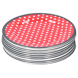 12PCS Salad Plate HighGrade Imitation Porcelain Dinnerware Tableware for Home Use(Red Dot )