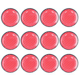 12PCS Salad Plate HighGrade Imitation Porcelain Dinnerware Tableware for Home Use(Red Dot )