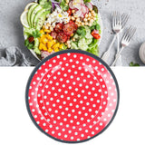 12PCS Salad Plate HighGrade Imitation Porcelain Dinnerware Tableware for Home Use(Red Dot )