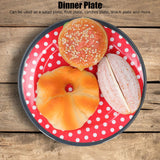 12PCS Salad Plate HighGrade Imitation Porcelain Dinnerware Tableware for Home Use(Red Dot )
