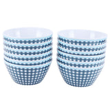 12PCS 6in Salad Bowls Food Serving Bowls Imitation Porcelain Dinnerwar TablewareDark Blue Grid