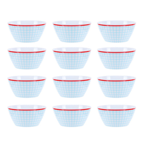 12PCS 6in Salad Bowls Food Serving Bowls Imitation Porcelain Dinnerwar TablewareLight Blue Grid In Australia - Darrahopens