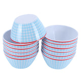 12PCS 6in Salad Bowls Food Serving Bowls Imitation Porcelain Dinnerwar TablewareLight Blue Grid In Australia - Darrahopens