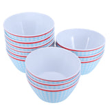12PCS 6in Salad Bowls Food Serving Bowls Imitation Porcelain Dinnerwar TablewareLight Blue Grid