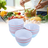 12PCS 6in Salad Bowls Food Serving Bowls Imitation Porcelain Dinnerwar TablewareLight Blue Grid