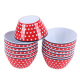 12PCS 6in Salad Bowls Food Serving Bowls Imitation Porcelain Dinnerwar TablewareRed Dot