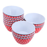 12PCS 6in Salad Bowls Food Serving Bowls Imitation Porcelain Dinnerwar TablewareRed Dot