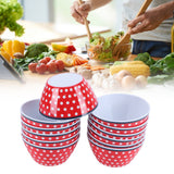 12PCS 6in Salad Bowls Food Serving Bowls Imitation Porcelain Dinnerwar TablewareRed Dot