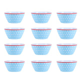 12PCS 6in Salad Bowls Food Serving Bowls Imitation Porcelain Dinnerwar TablewareLight Blue Dot