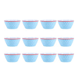 12PCS 6in Salad Bowls Food Serving Bowls Imitation Porcelain Dinnerwar TablewareLight Blue Dot