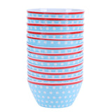 12PCS 6in Salad Bowls Food Serving Bowls Imitation Porcelain Dinnerwar TablewareLight Blue Dot