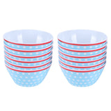 12PCS 6in Salad Bowls Food Serving Bowls Imitation Porcelain Dinnerwar TablewareLight Blue Dot