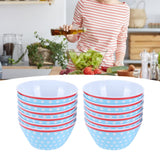 12PCS 6in Salad Bowls Food Serving Bowls Imitation Porcelain Dinnerwar TablewareLight Blue Dot