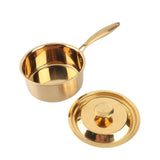 Stainless Steel Thickened Milk Pot with Lid Compound 3‑Layer Bottom Complementary Food PotGold