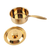 Stainless Steel Thickened Milk Pot with Lid Compound 3‑Layer Bottom Complementary Food PotGold