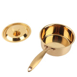 Stainless Steel Thickened Milk Pot with Lid Compound 3‑Layer Bottom Complementary Food PotGold