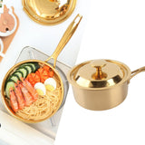 Stainless Steel Thickened Milk Pot with Lid Compound 3‑Layer Bottom Complementary Food PotGold