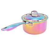 Stainless Steel Thickened Milk Pot with Lid Compound 3‑Layer Bottom Complementary Food PotColorful In Australia - Darrahopens