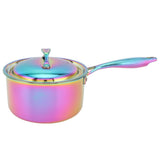 Stainless Steel Thickened Milk Pot with Lid Compound 3‑Layer Bottom Complementary Food PotColorful In Australia - Darrahopens