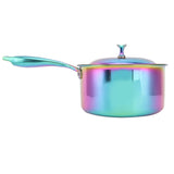 Stainless Steel Thickened Milk Pot with Lid Compound 3‑Layer Bottom Complementary Food PotColorful