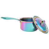 Stainless Steel Thickened Milk Pot with Lid Compound 3‑Layer Bottom Complementary Food PotColorful