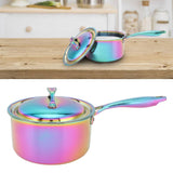 Stainless Steel Thickened Milk Pot with Lid Compound 3‑Layer Bottom Complementary Food PotColorful
