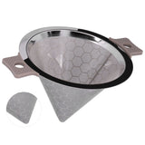 Cone Shaped Strainer Double Ear Stainless Steel Small Strainer for Coffee Tea Leaves Milk Tea