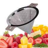 Cone Shaped Strainer Double Ear Stainless Steel Small Strainer for Coffee Tea Leaves Milk Tea