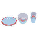 12Pcs/Set Household Dinnerware Light Blue Grid Cup Bowl Plate for Home Kitchen Restaurant In Australia - Darrahopens