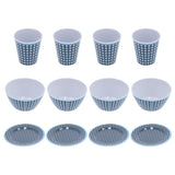 12Pcs/Set Tableware Set Dark Blue Grid Melamine Cup Bowl Plate for Home Restaurant Kitchen In Australia - Darrahopens