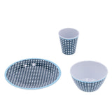 12Pcs/Set Tableware Set Dark Blue Grid Melamine Cup Bowl Plate for Home Restaurant Kitchen