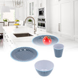 12Pcs/Set Tableware Set Dark Blue Grid Melamine Cup Bowl Plate for Home Restaurant Kitchen