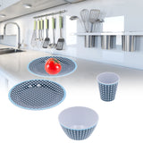 12Pcs/Set Tableware Set Dark Blue Grid Melamine Cup Bowl Plate for Home Restaurant Kitchen