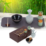 Matcha Tea Tool Set Matcha Bowl Whisk Scoop Ceramic Whisk Holder Caddy Teacup Mat Tea Ceremony KitOil Drop Style