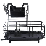 Drain Rack Double Layer Wrought Iron Double Countertop Dish Chopsticks Storage Rack with Drain Plate for Kitchen