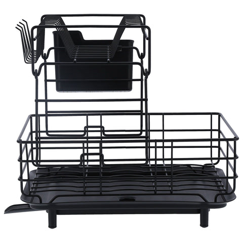 Drain Rack Double Layer Wrought Iron Double Countertop Dish Chopsticks Storage Rack with Drain Plate for Kitchen
