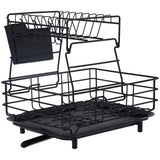 Drain Rack Double Layer Wrought Iron Double Countertop Dish Chopsticks Storage Rack with Drain Plate for Kitchen In Australia - Darrahopens