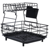 Drain Rack Double Layer Wrought Iron Double Countertop Dish Chopsticks Storage Rack with Drain Plate for Kitchen