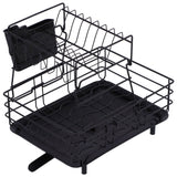 Drain Rack Double Layer Wrought Iron Double Countertop Dish Chopsticks Storage Rack with Drain Plate for Kitchen