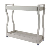 Coffee Bar Storage Rack Double Layer Cabinet Shelf Stainless Steel Countertop Organizer with Handles White 50cm / 19.7in