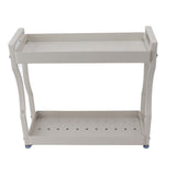 Coffee Bar Storage Rack Double Layer Cabinet Shelf Stainless Steel Countertop Organizer with Handles White 50cm / 19.7in