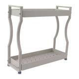 Coffee Bar Storage Rack Double Layer Cabinet Shelf Stainless Steel Countertop Organizer with Handles White 50cm / 19.7in
